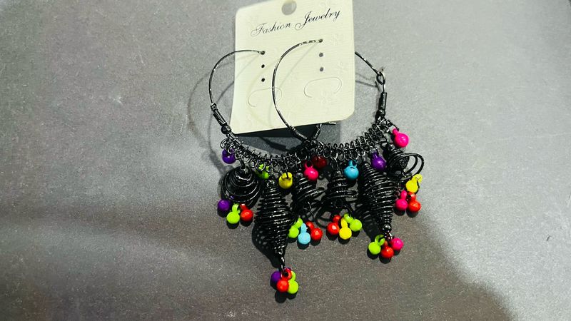 Bohemian Hoop Earrings with Colorful Beads