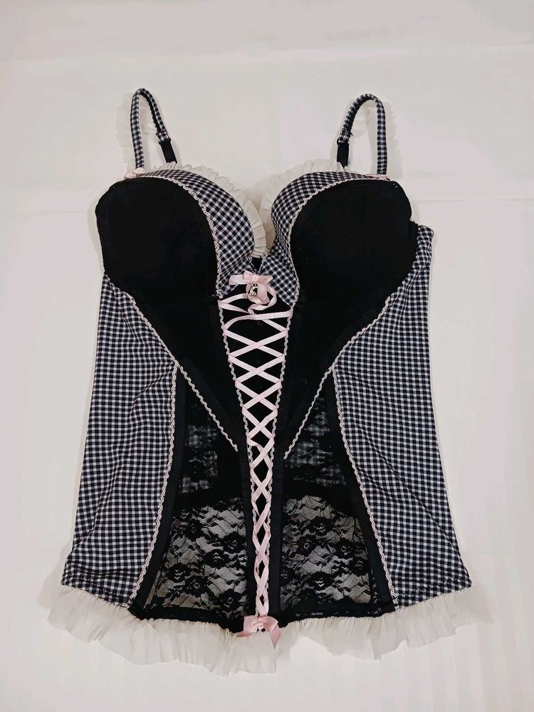 Cute Gingham Corset Top