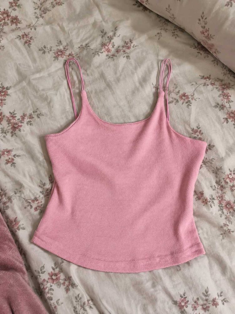 Pink Ribbed Camisole Top