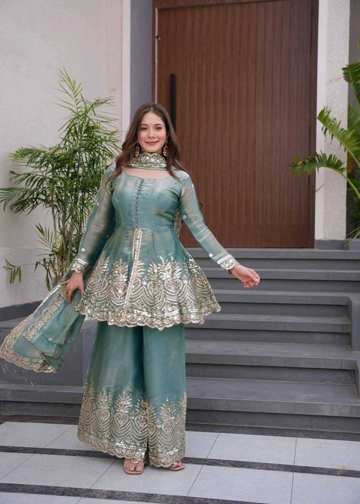 Beautiful Teal Embroidered Kurta Set