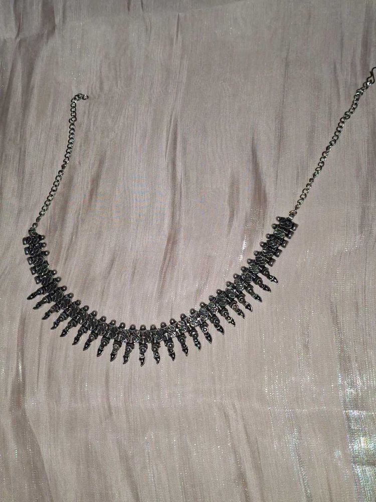 Stylish Silver-Tone Metal Necklace