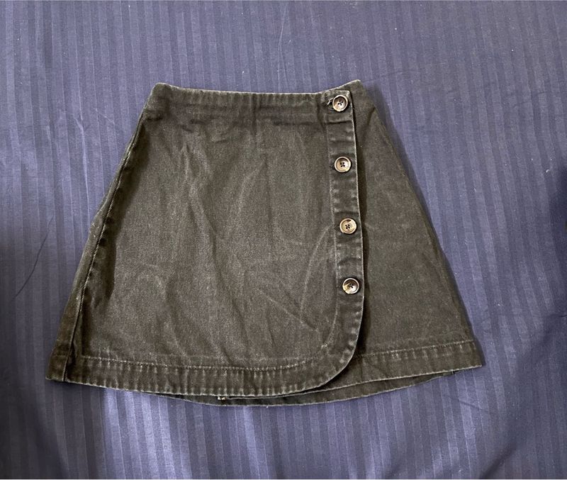 Denim A-Line Button Skirt