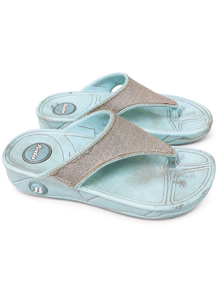 Bata Light Blue Flat Flip Flop Thongs For Women