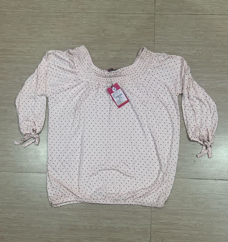 New Cute Pink Polka Dot Top