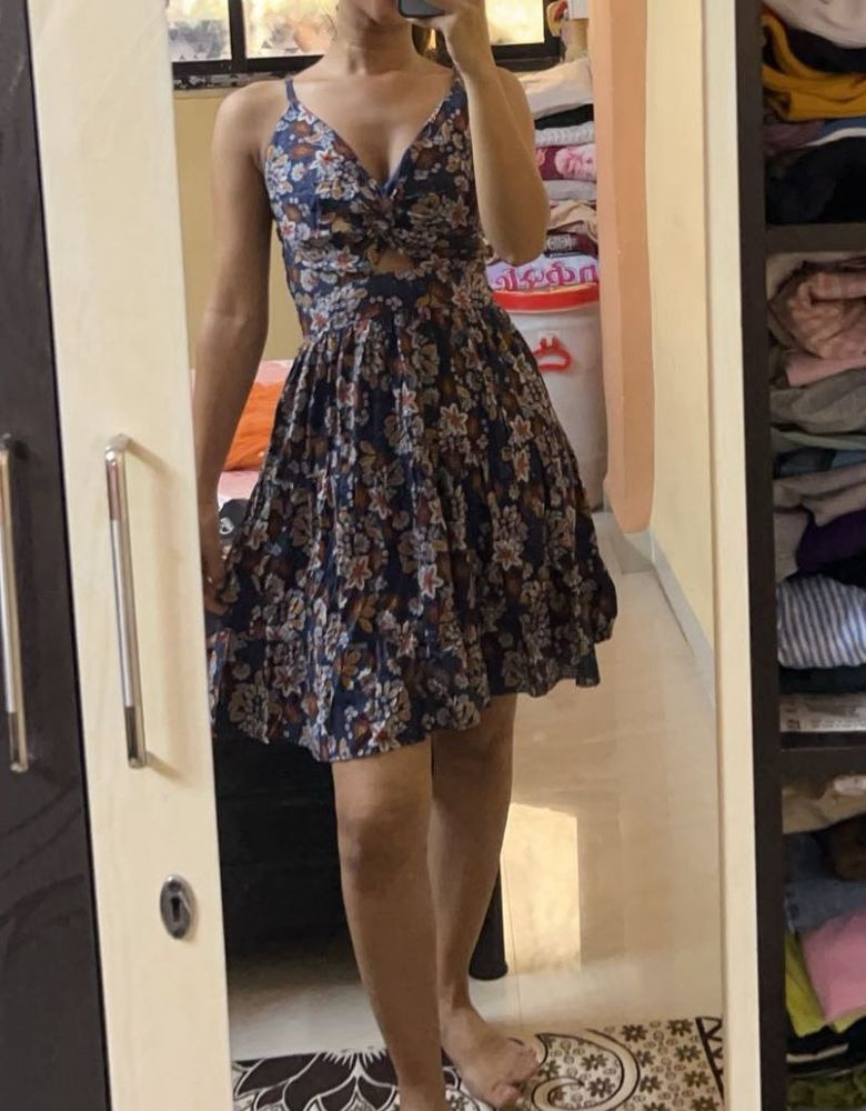 Cute Floral Print Mini Dress