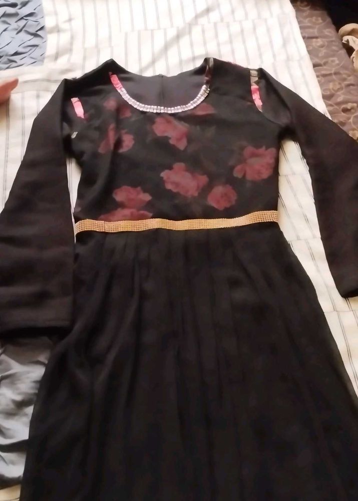 Black Floral Ethnic Gown