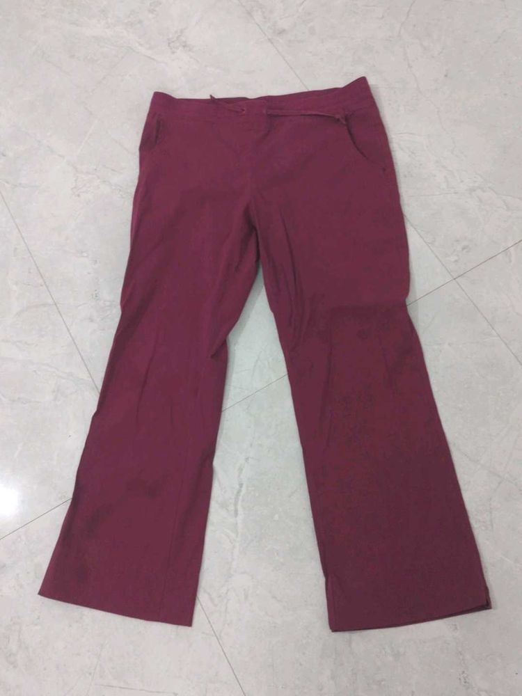 Maroon Wide Leg Casual Pants