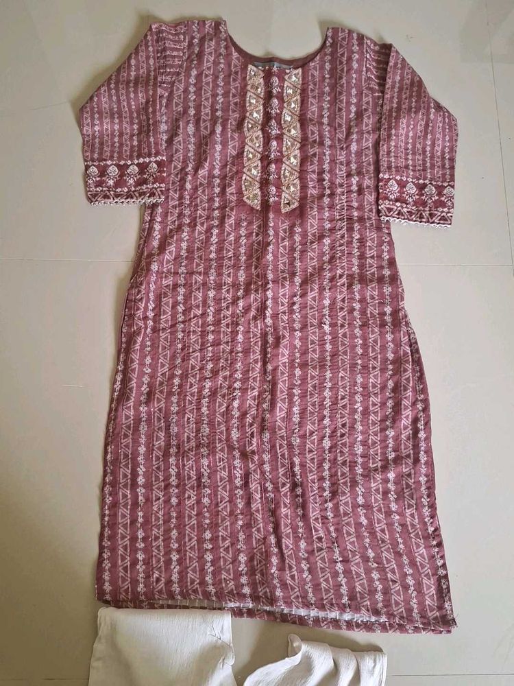 Embroidered Kurti with Pants