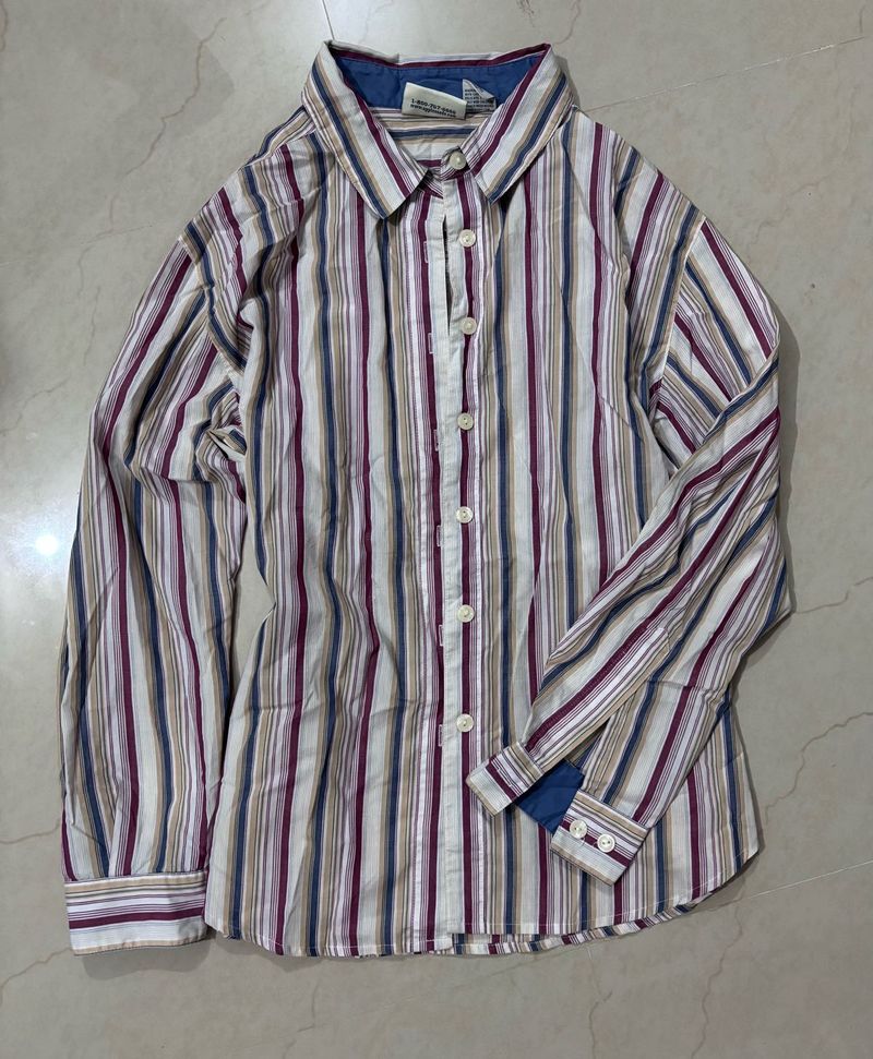 stripped button-up shirt