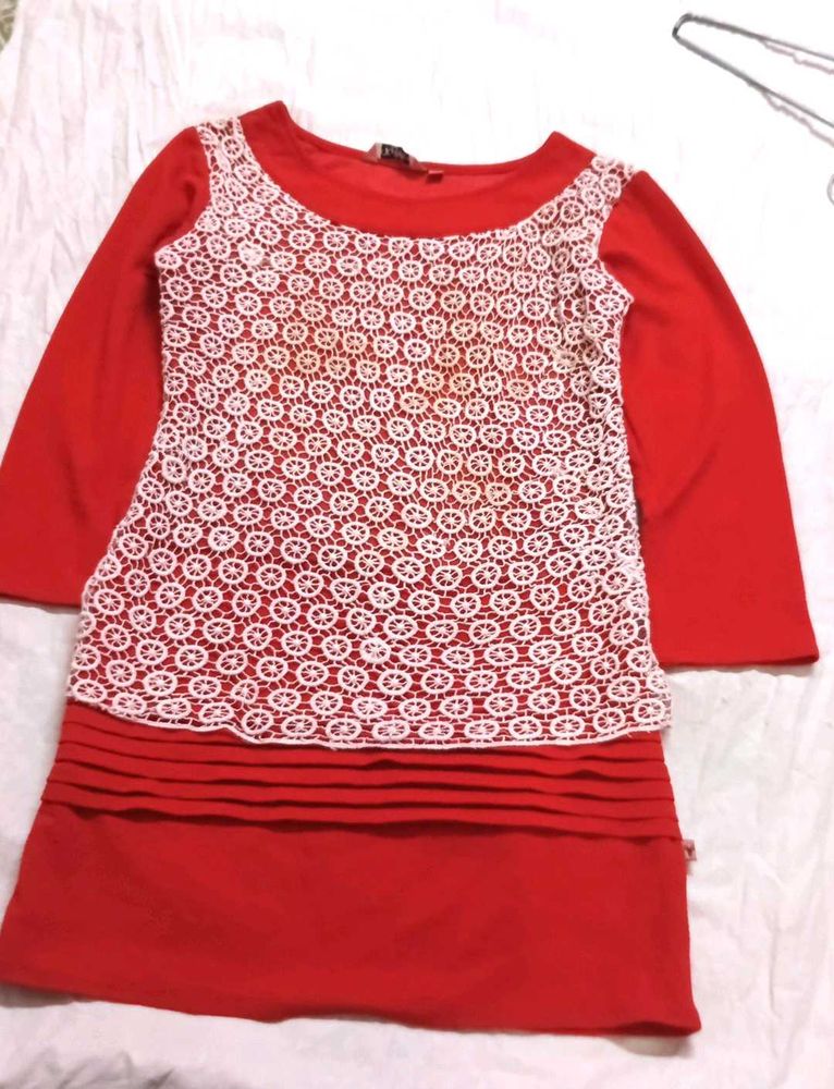Red Lace Overlay Dress