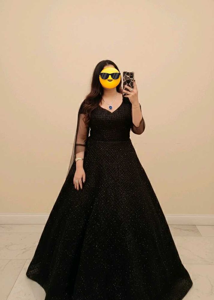 Midnight Elegance Luxury Black Shimmer Gown