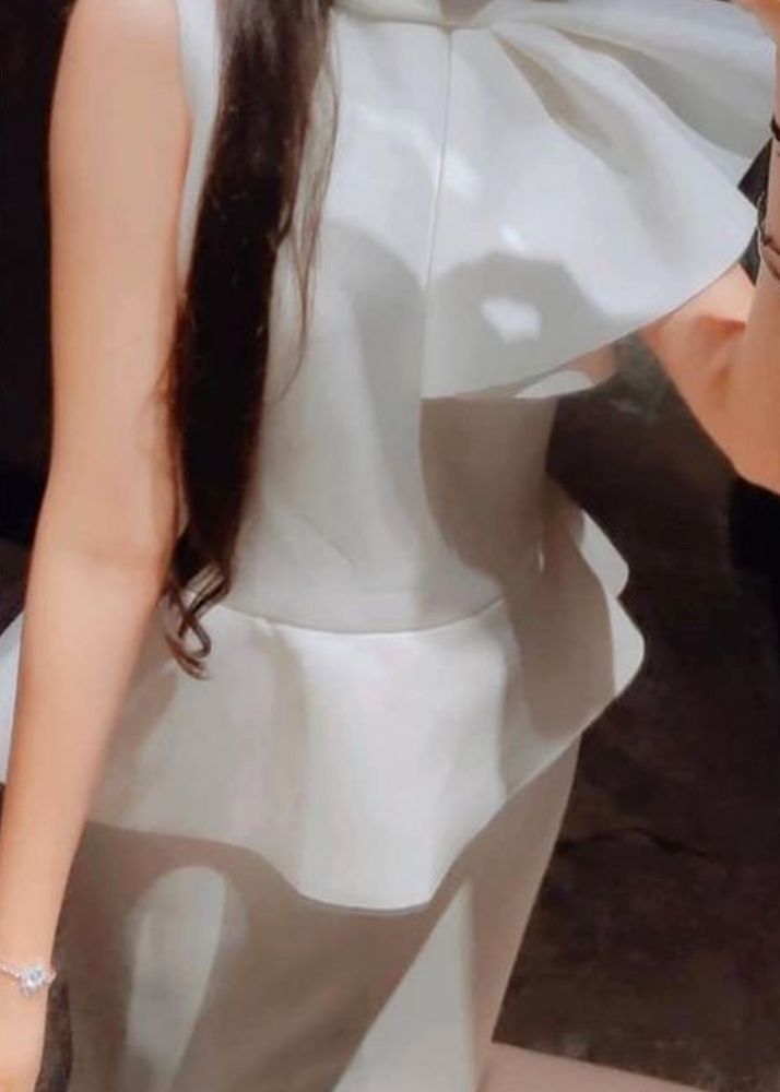 Elegant White Peplum Dress