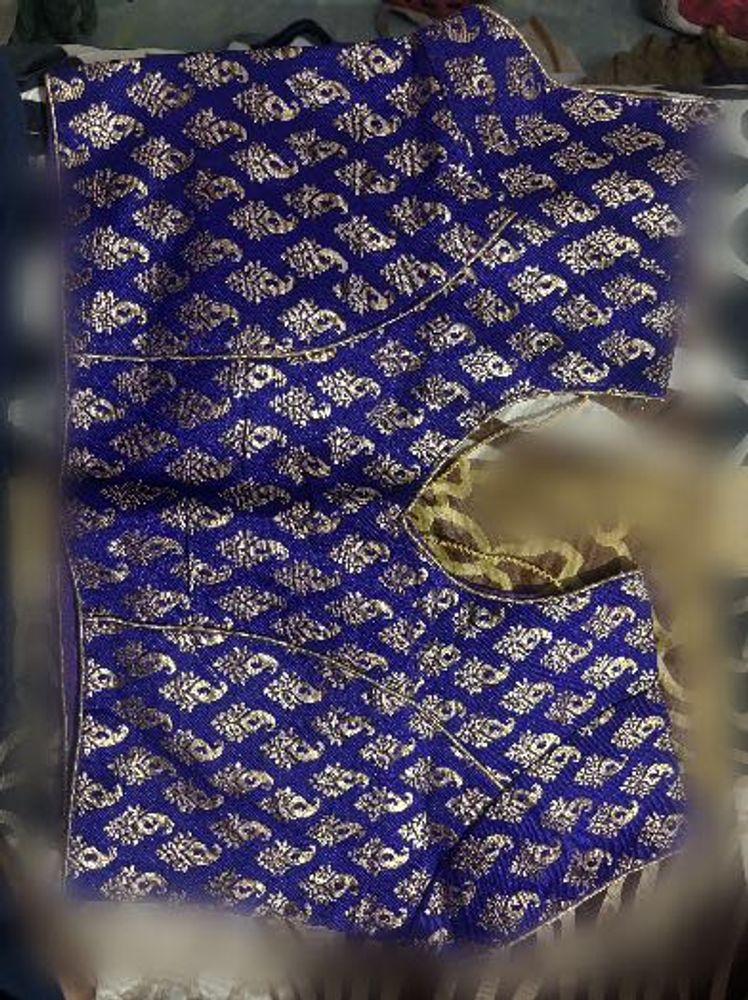 Royal Blue Brocade Blouse