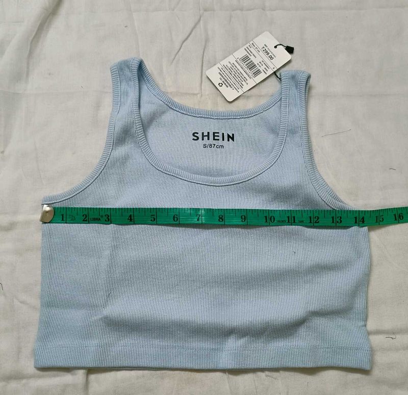 SHEIN Baby Blue Ribbed Tank Top