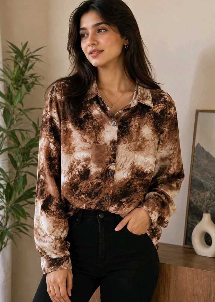 Stylish Tie-Dye Print Button-Up Shirt