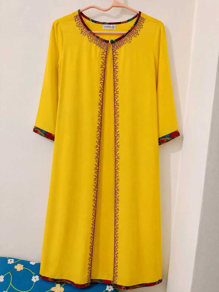 Yellow Chiffon Jacket for kurti