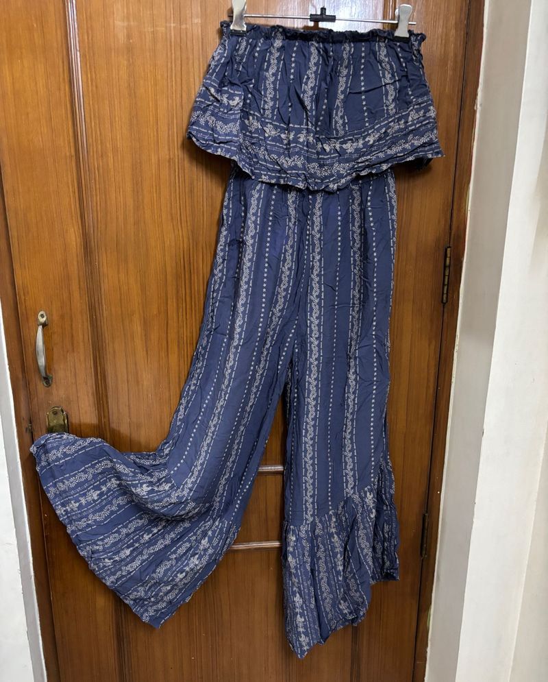 Floral Women's Strapless Ruffle Jumpsuit