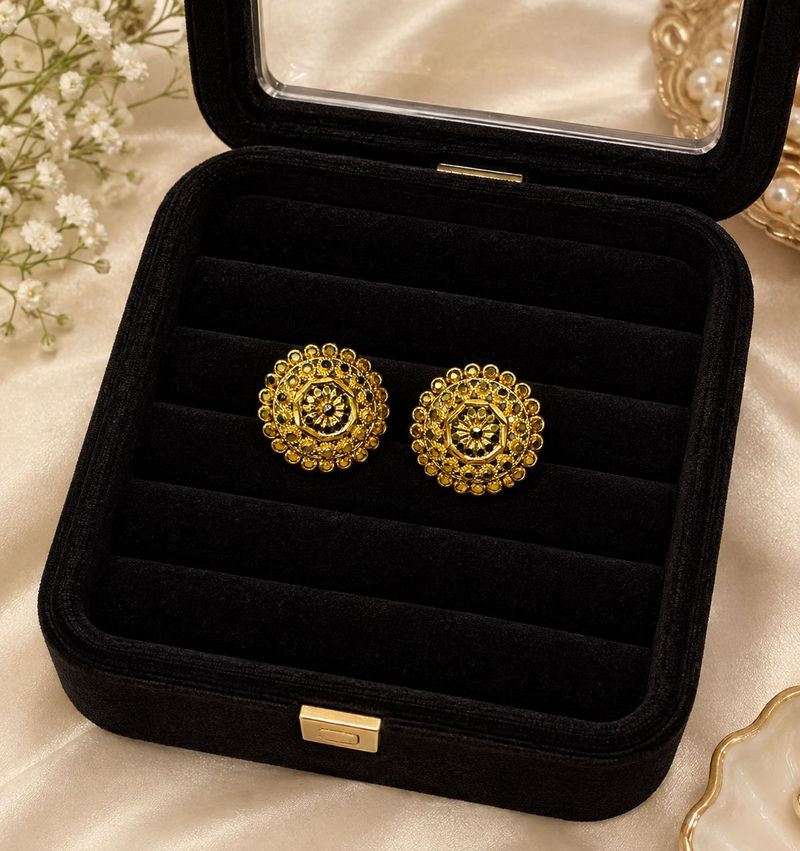 Exquisite Gold Plated Round Earrings