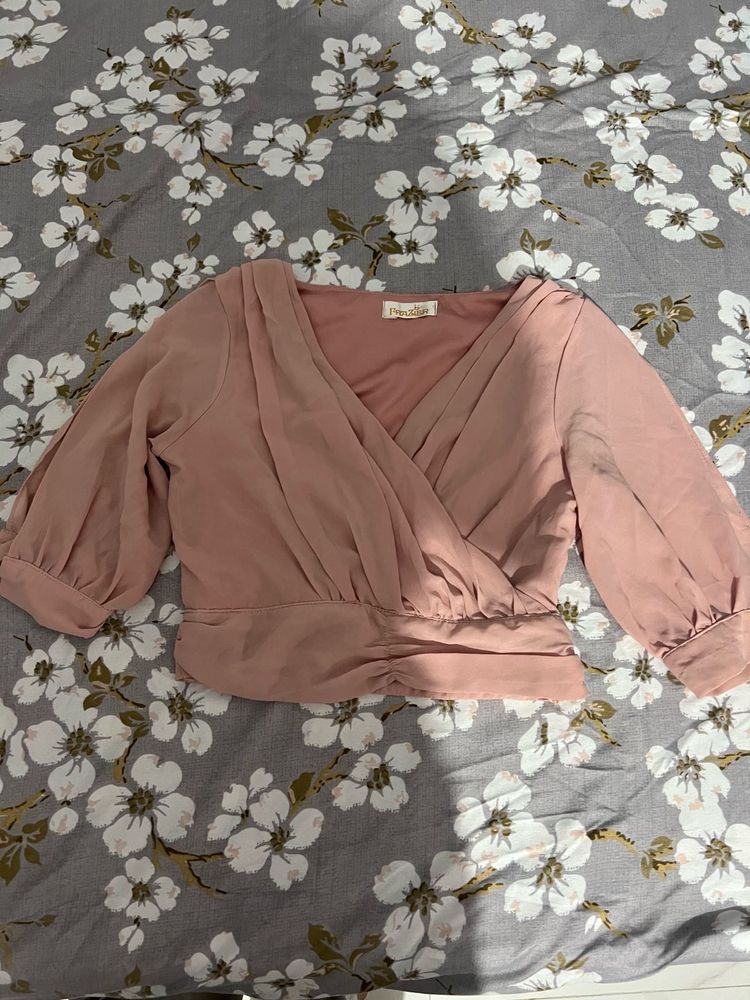 Elegant Pink Wrap Top