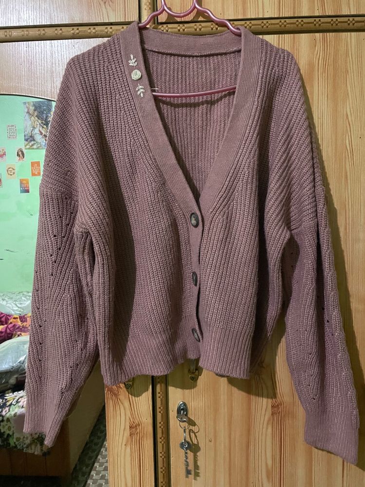 Chic Mauve Knit Cardigan
