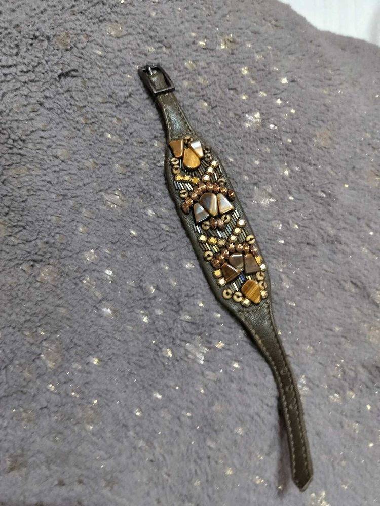 Leather -Boho Beaded Wrist Band