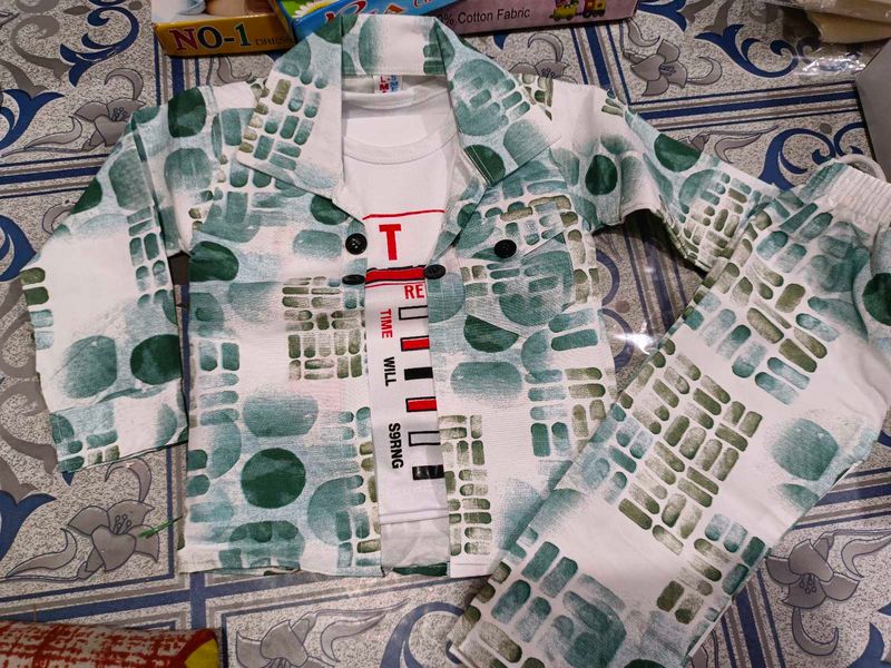 kids Patterned Shirt and Pant Set
