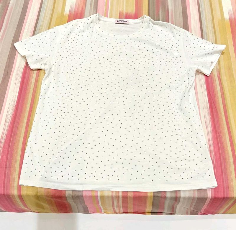 White Embellished Tee