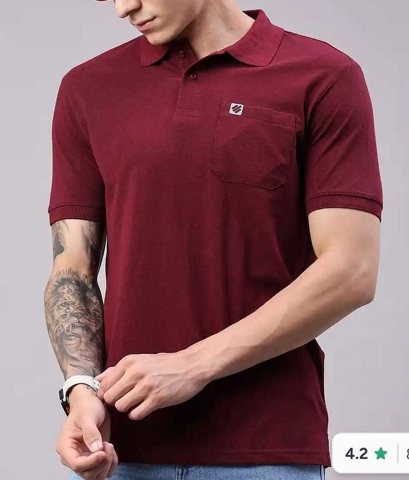 New Men's Maroon Polo T-Shirt