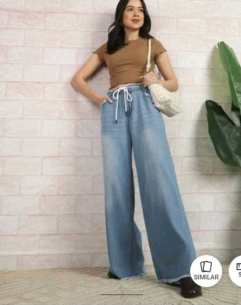 Stylish Wide-Leg Denim Pants