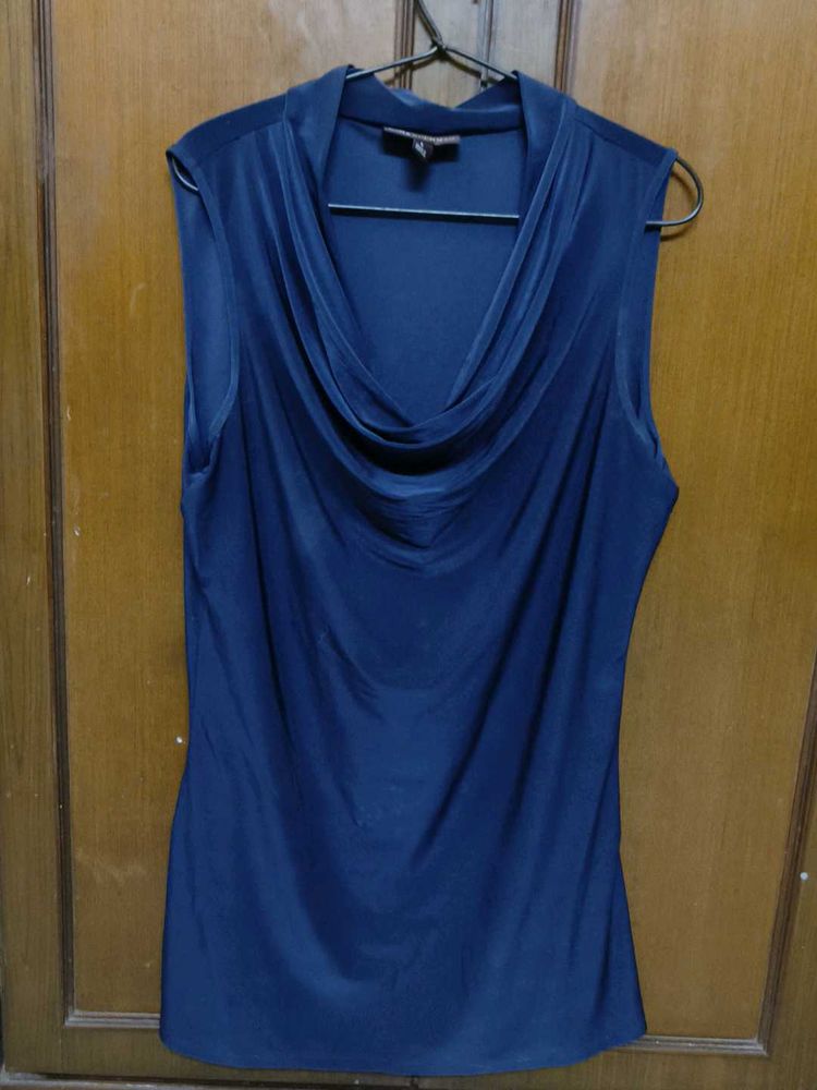 Elegant Navy Cowl Neck Top.    (MADE BY VIETNAM)