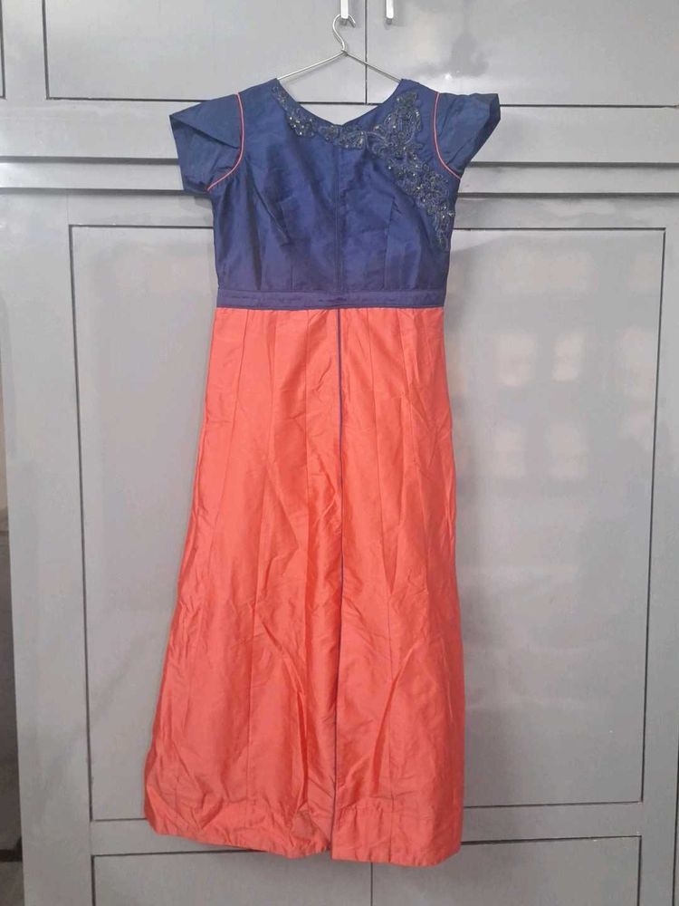 Elegant Blue &amp; Orange Gown