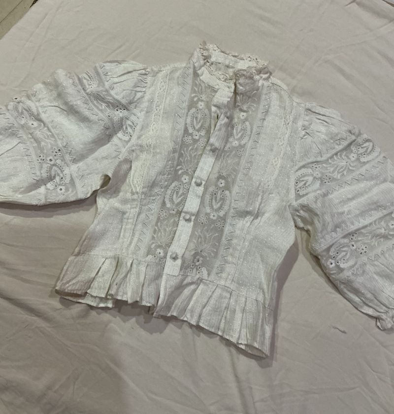 White Broderie Anglaise Blouse