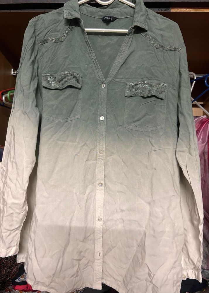 Ombre Green Button-Up Shirt