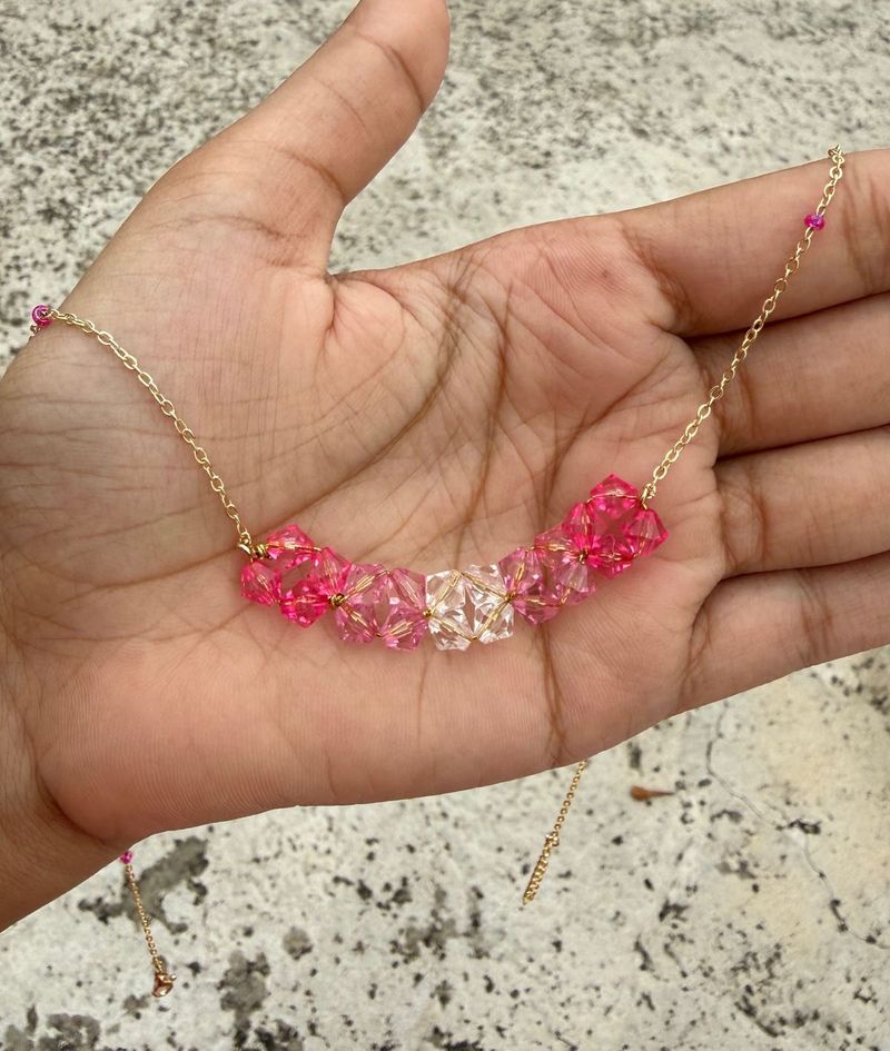 Sparkling Pink Crystal Necklace