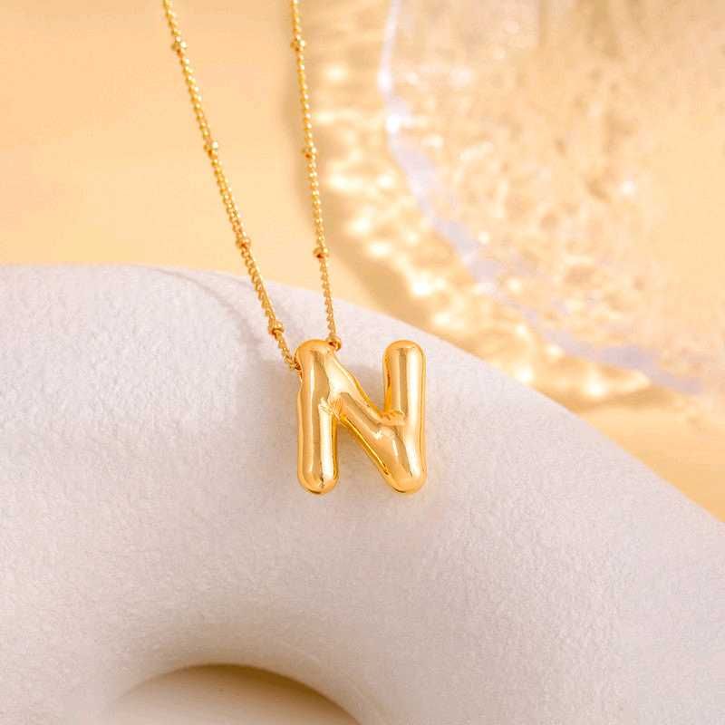 Chunky Gold Letter 'N' Necklace
