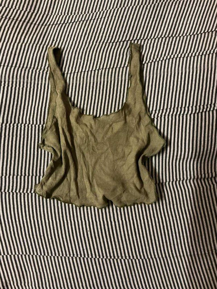 Olive Green Crop Tank Top