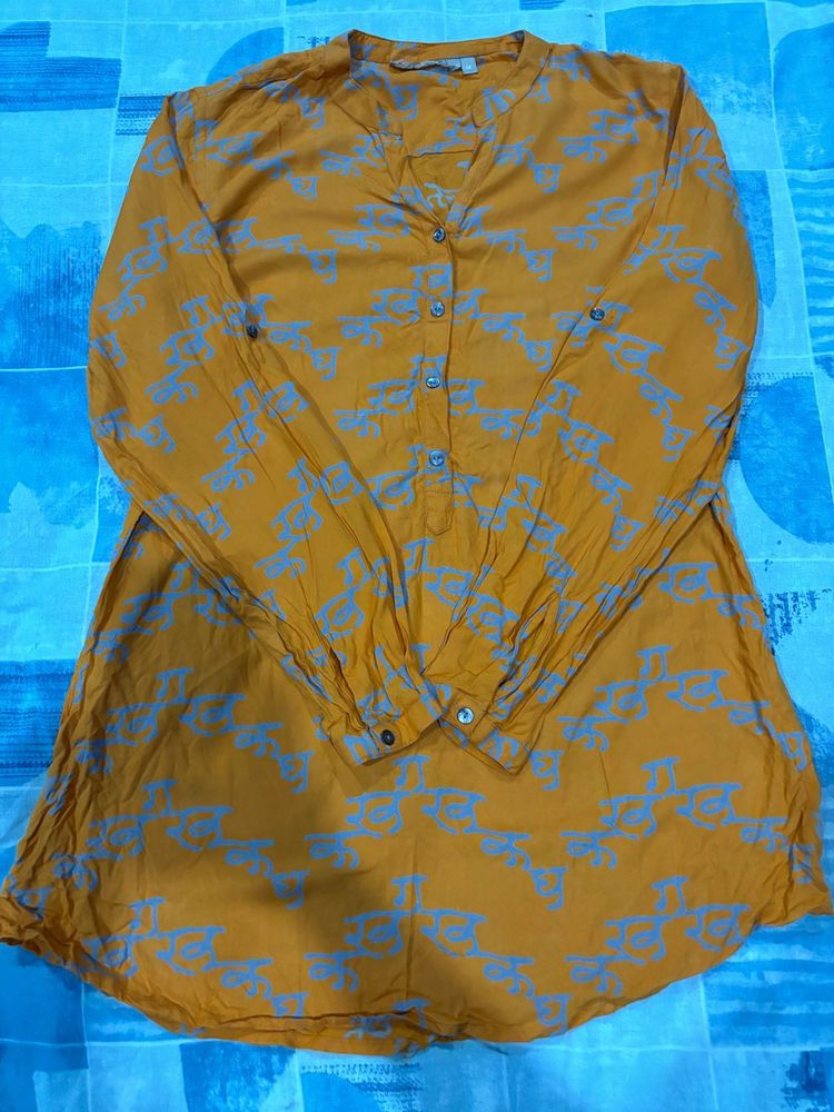 Yellow Printed Kurta