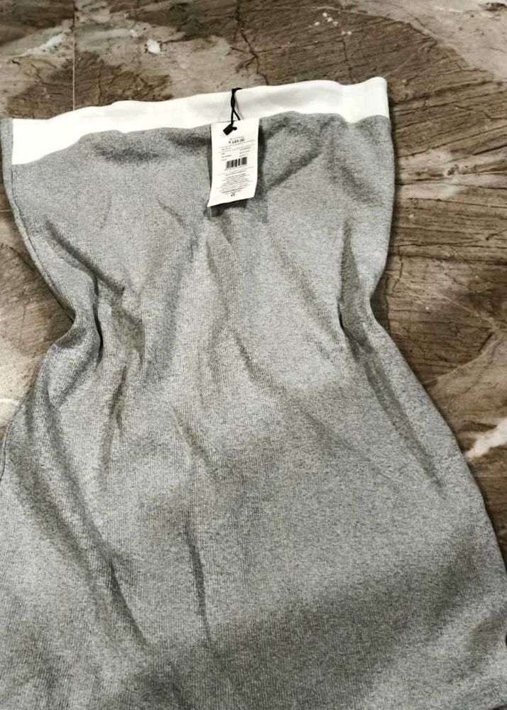 Grey Cotton tube mini dress