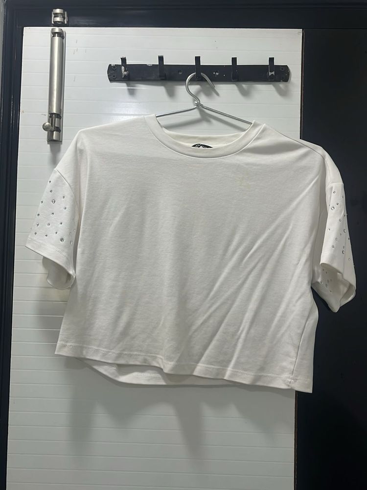 Sparkly White Crop Top
