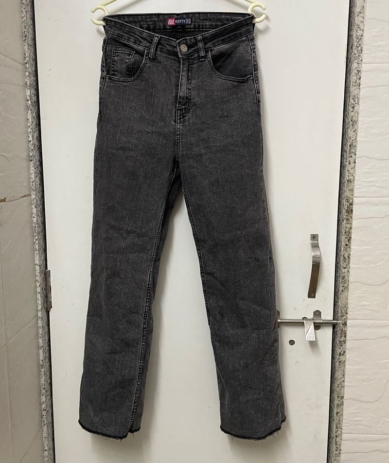 Washed Grey Straight Leg Jeans