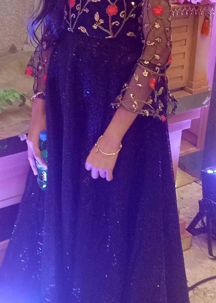 Elegant Black Embroidered Gown