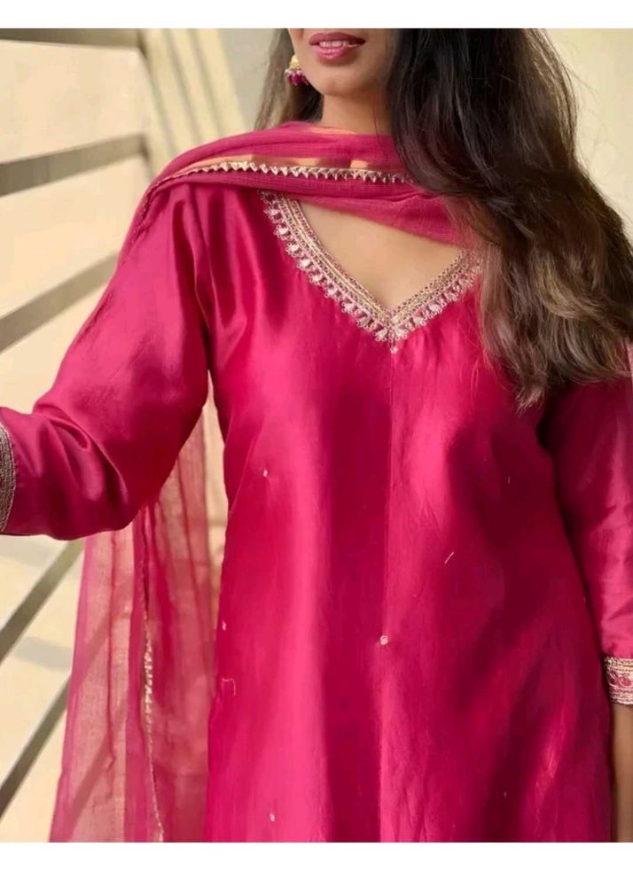 Vibrant Pink Embroidered Kurta Set