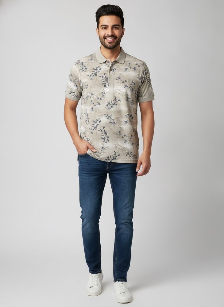 Men's Floral Print Polo Shirt