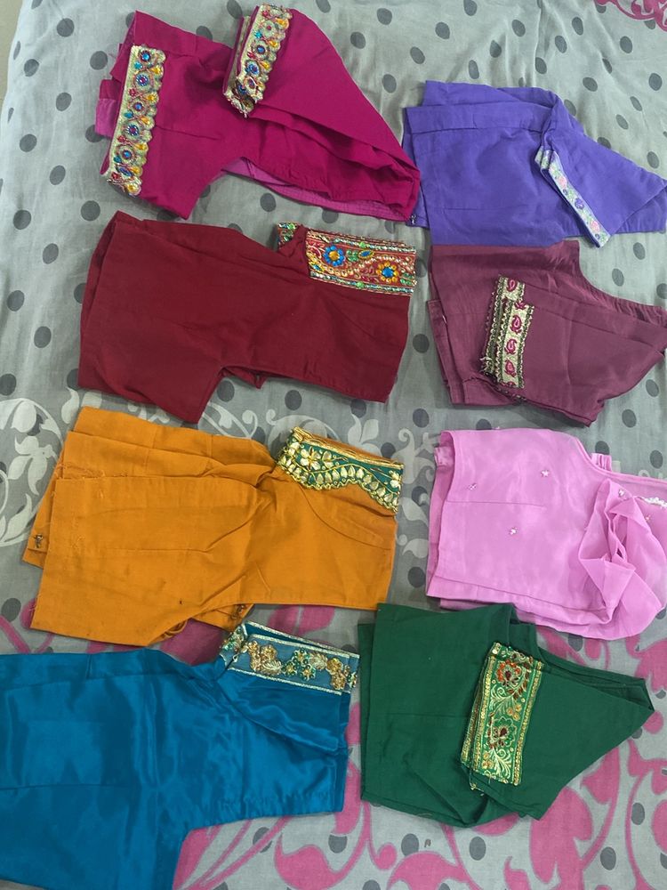 Set Of 8 Blouses All Are Embellished In Slives