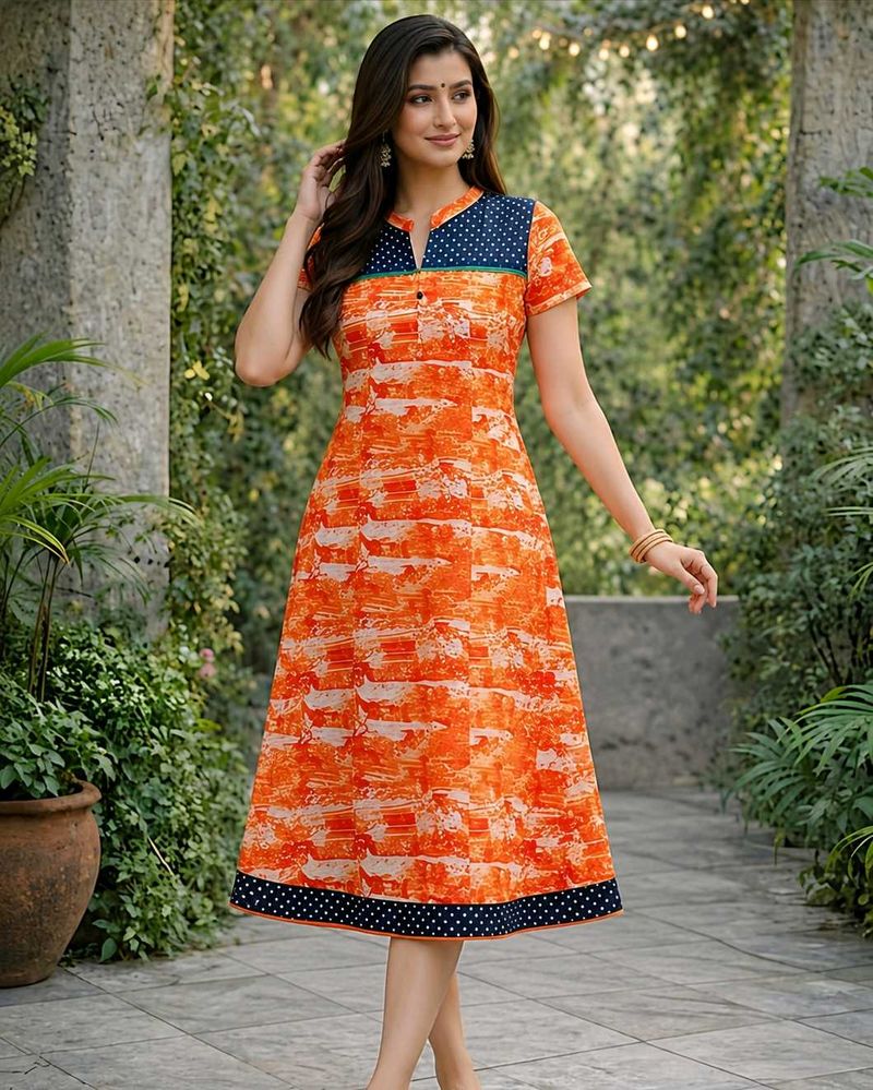 🧡Cotton Print Kurta Dress