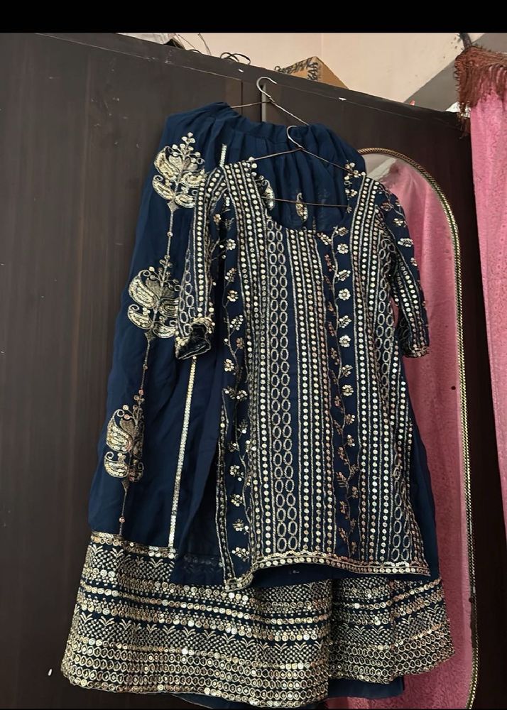 Embellished Navy Blue Lehenga Choli