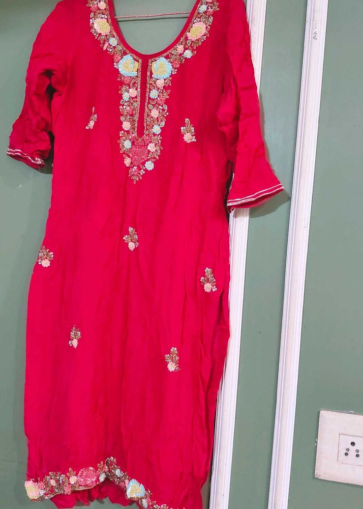 Vibrant Pink Embroidered Kurta