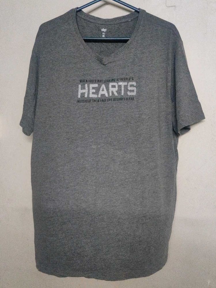 Grey V-Neck Graphic T-Shirt