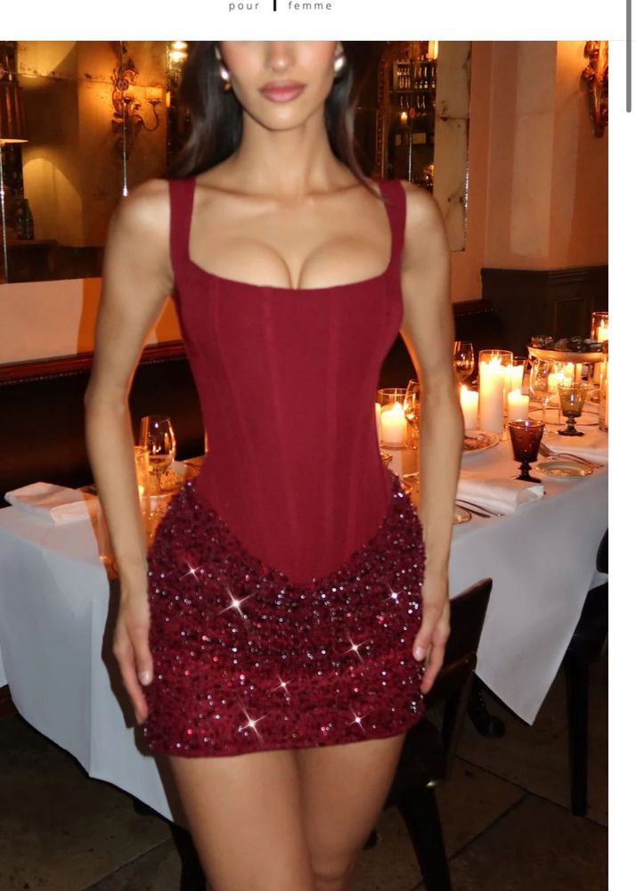 Newme corset back sequence mini dress