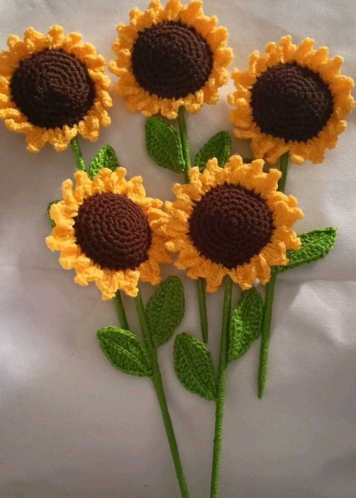 Set of 5 Crochet Sunflowers